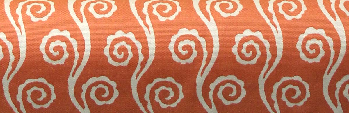 orange and cream cotton floral print