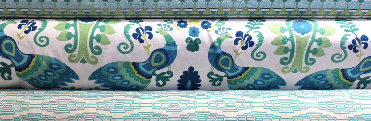 tourquoise, blue and green peacocks