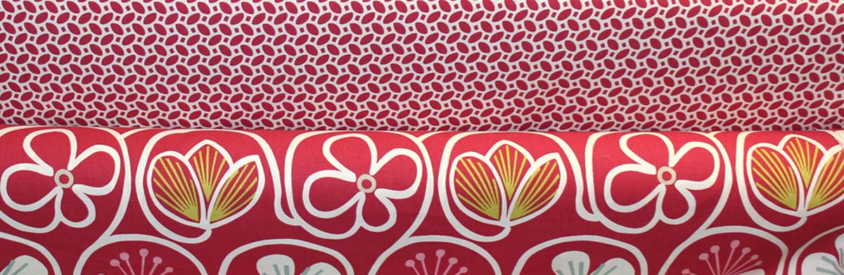 contemporary red and white prints